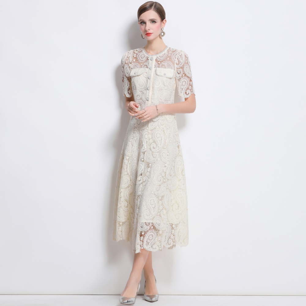 Puff sleeve lace skirt slim high waist tops 2pcs set for women