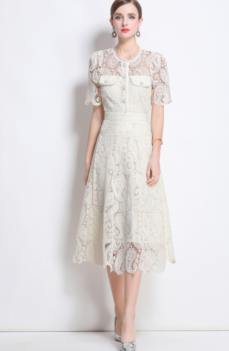 Puff sleeve lace skirt slim high waist tops 2pcs set for women