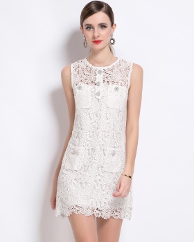 Summer sleeveless dress chanelstyle round neck T-back