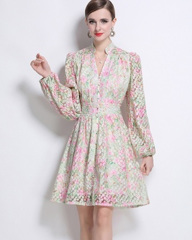 Beautiful elegant single-breasted long dress for women