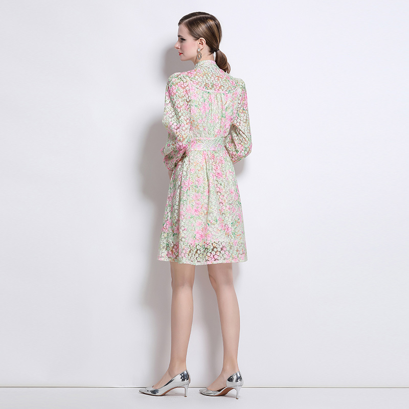 Beautiful elegant single-breasted long dress for women