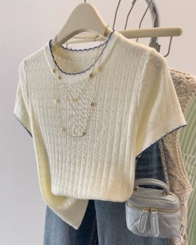 Loose fashion round neck tops summer hollow T-shirt