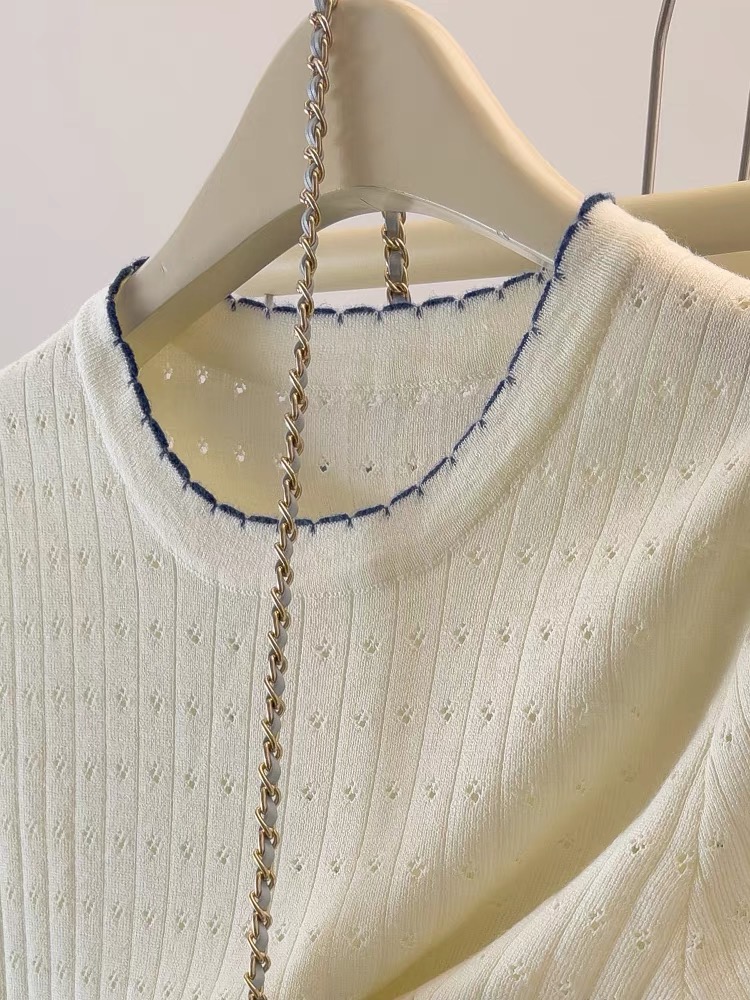 Loose fashion round neck tops summer hollow T-shirt