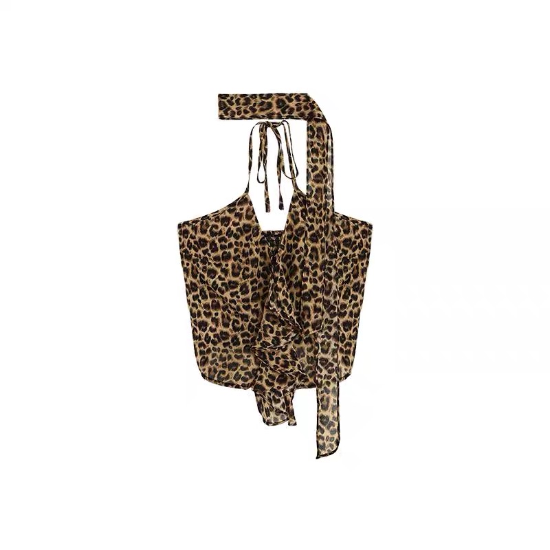 Inside the ride leopard halter vest spicegirl tight tops