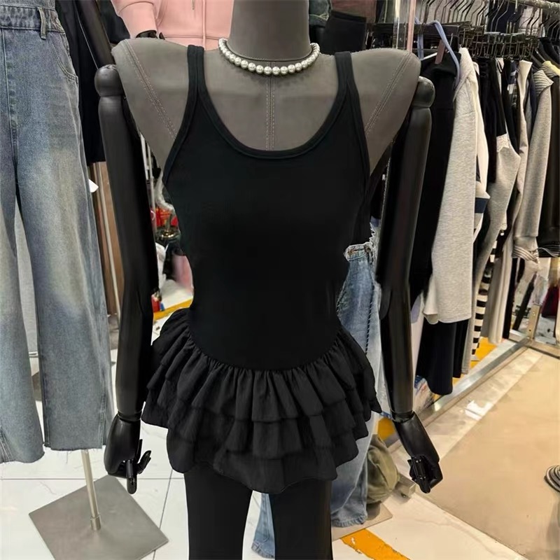 Lotus leaf edges personality short sleeveless dress