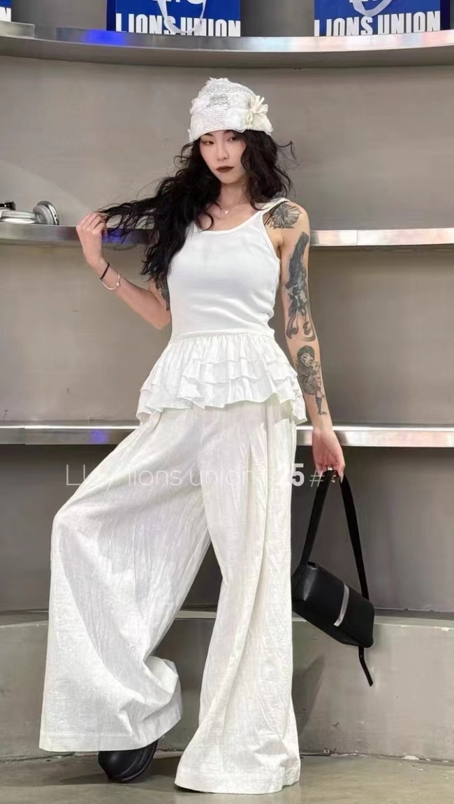 Lotus leaf edges personality short sleeveless dress