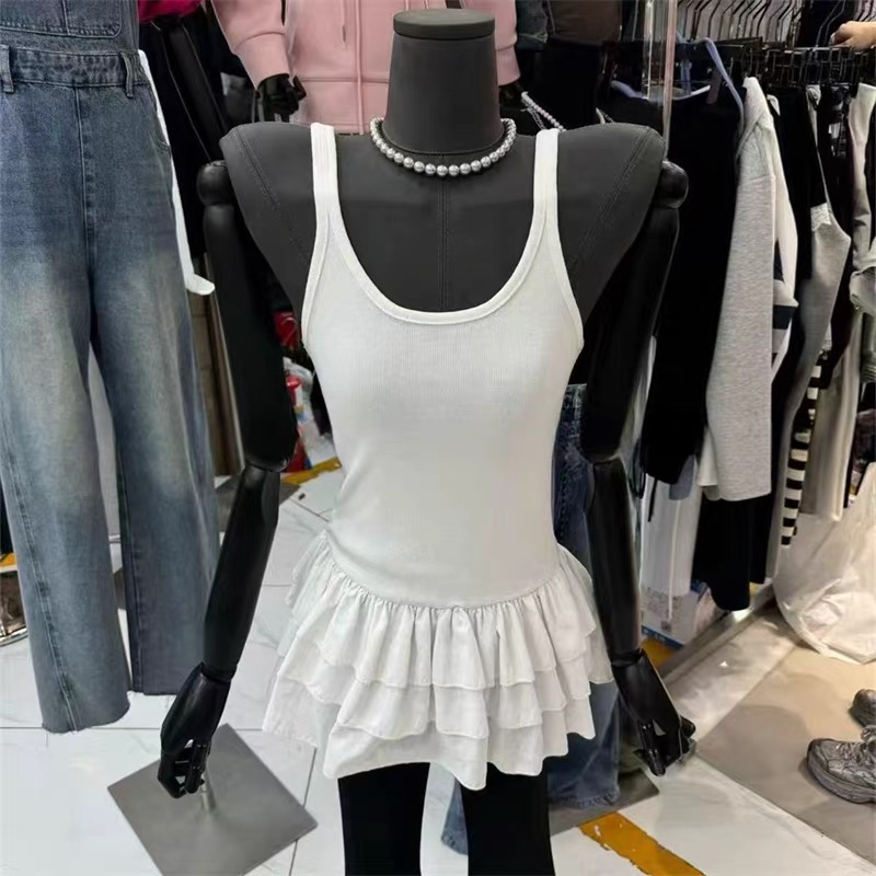 Lotus leaf edges personality short sleeveless dress