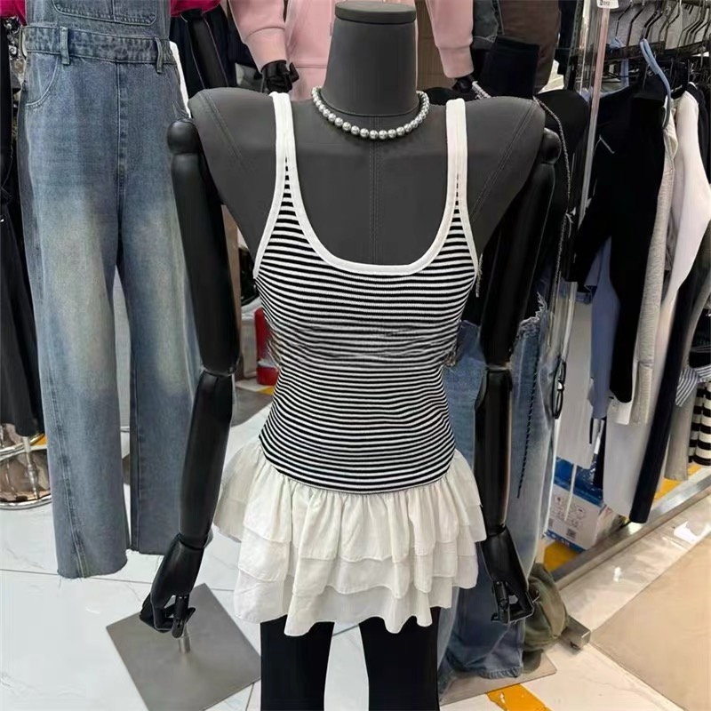 Lotus leaf edges personality short sleeveless dress