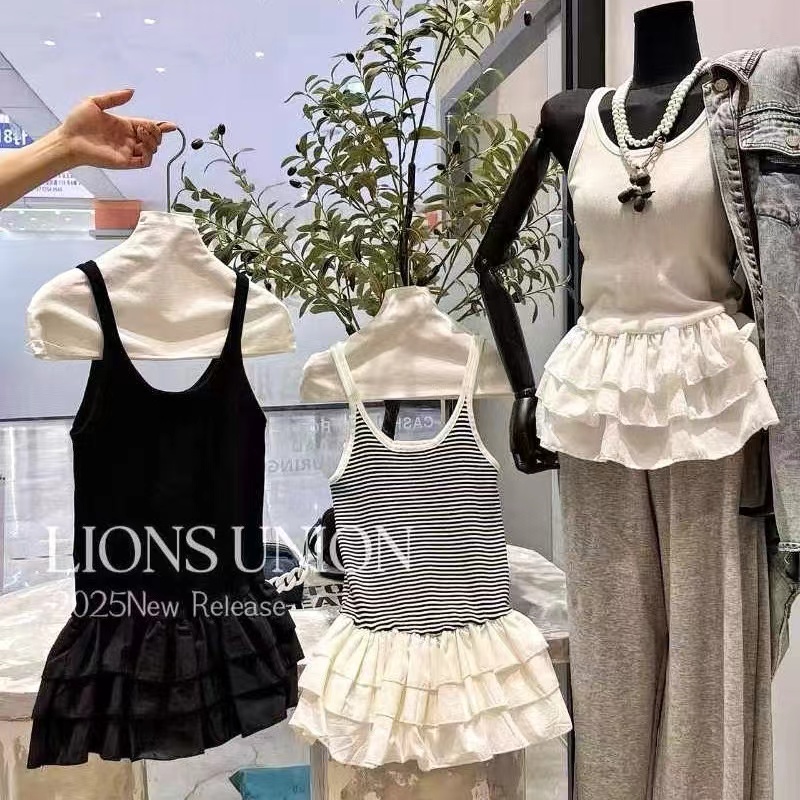 Lotus leaf edges personality short sleeveless dress