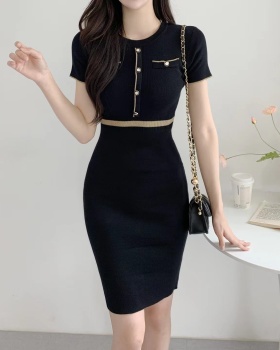 Korean style high waist short sleeve slim dress