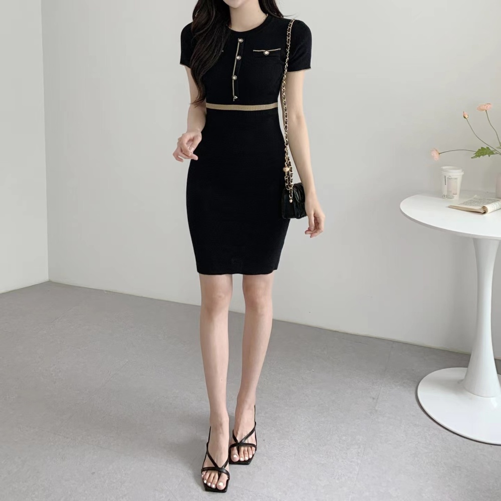 Korean style high waist short sleeve slim dress