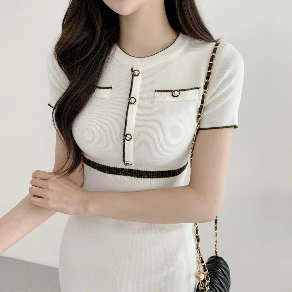 Korean style high waist short sleeve slim dress