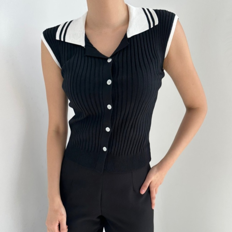 Short sleeve Korean style splice slim tops