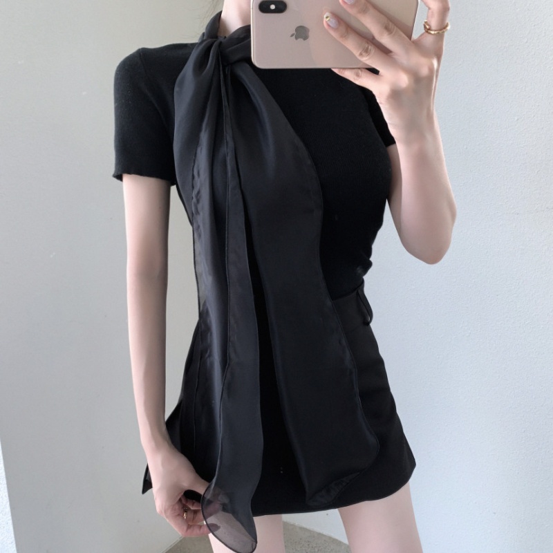 Halter streamer collar sweater bow Korean style scarves