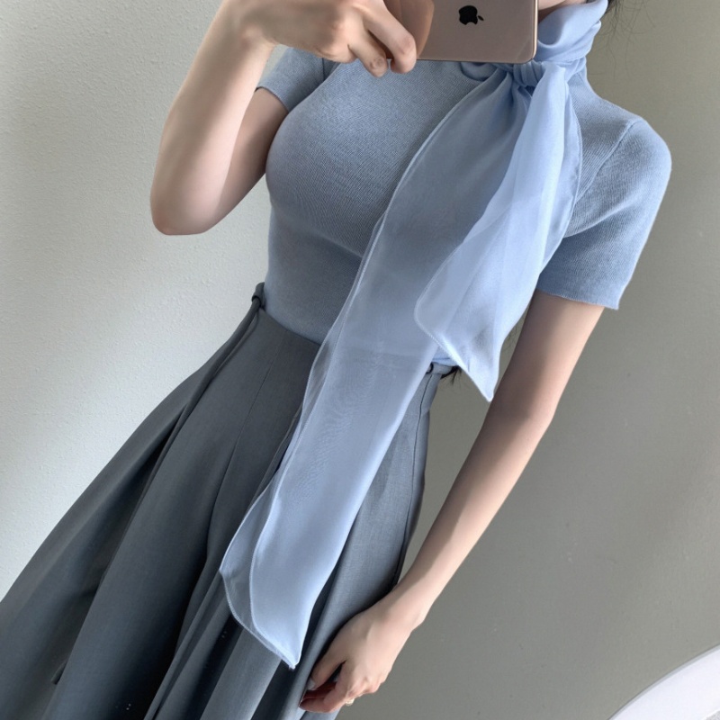 Halter streamer collar sweater bow Korean style scarves