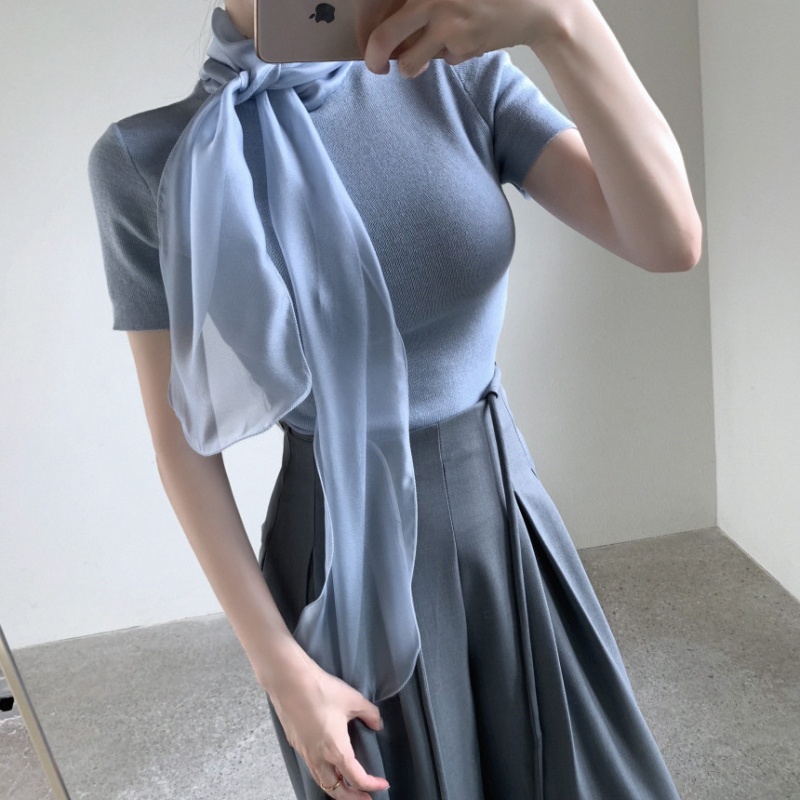 Halter streamer collar sweater bow Korean style scarves
