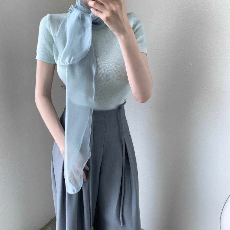 Halter streamer collar sweater bow Korean style scarves