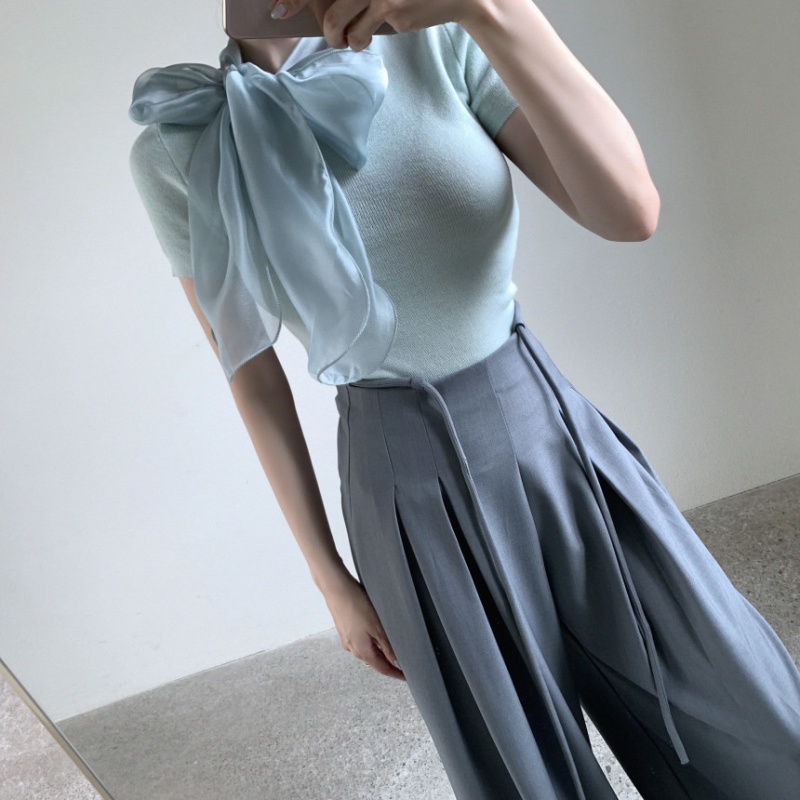 Halter streamer collar sweater bow Korean style scarves