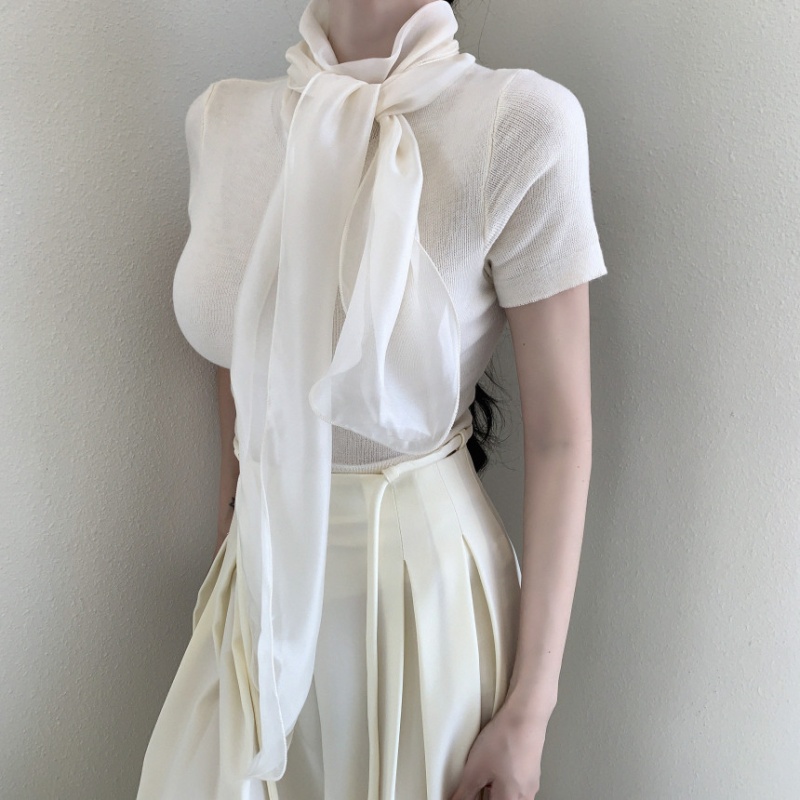 Halter streamer collar sweater bow Korean style scarves