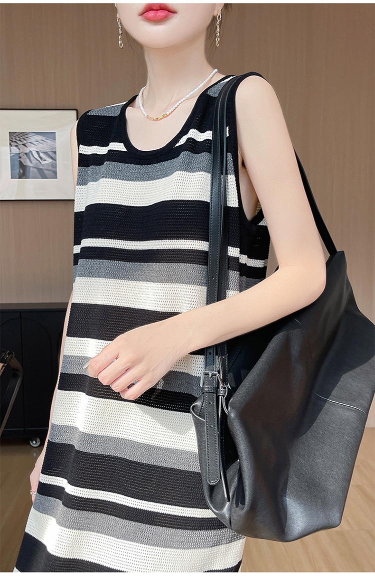 Fashion slim dress round neck sleeveless vest for women