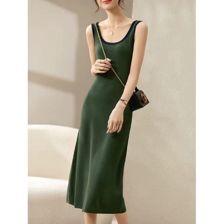 Inside the ride knitted dress spring and summer strap dress
