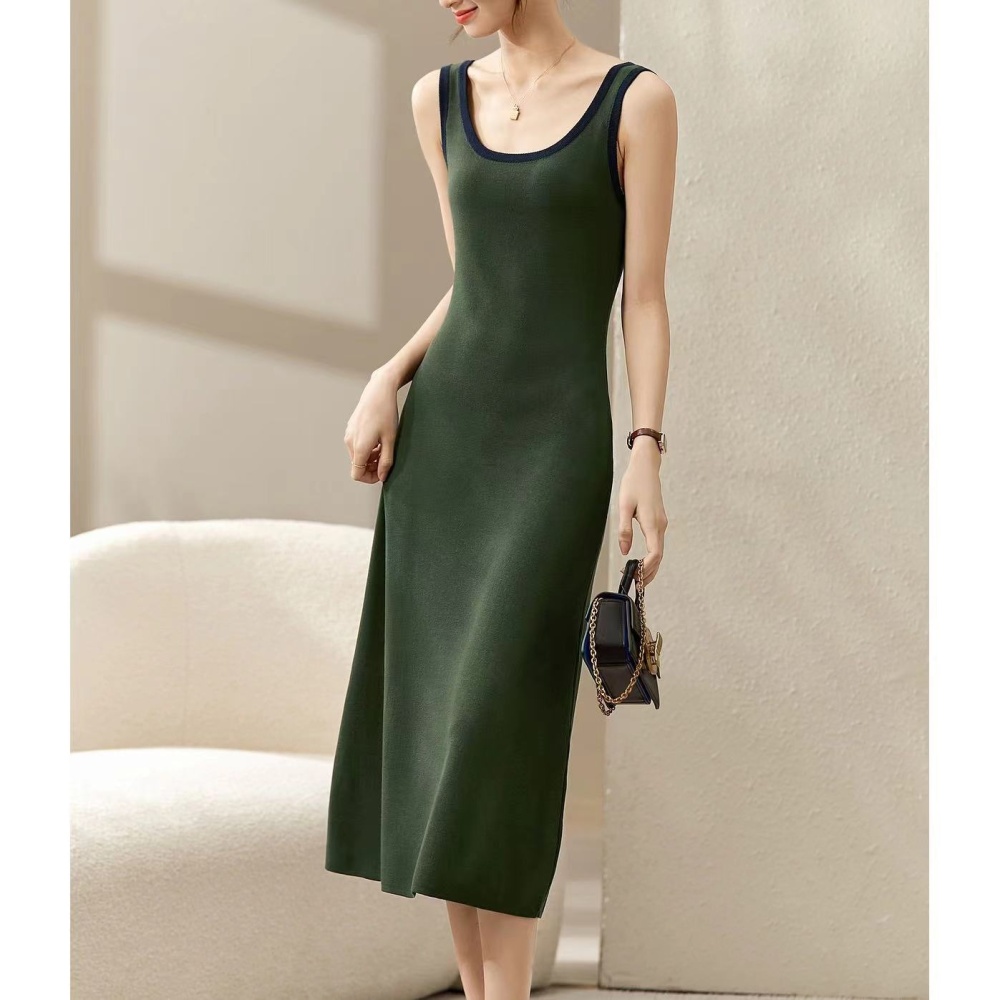 Inside the ride knitted dress spring and summer strap dress