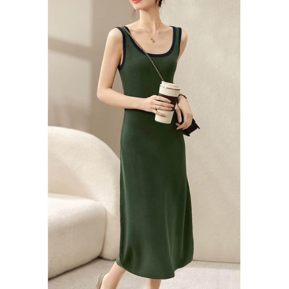 Inside the ride knitted dress spring and summer strap dress