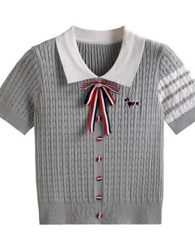 Knitted fake tops embroidery puppy cardigan for women