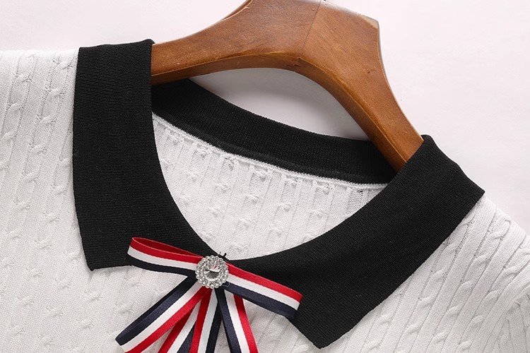 Knitted fake tops embroidery puppy cardigan for women