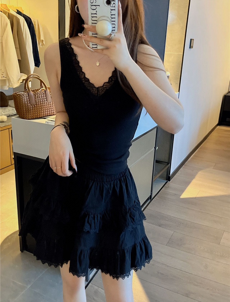 Bottoming lace tops beauty back vest for women