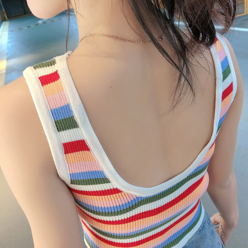 Navel rainbow tops inside the ride vest for women