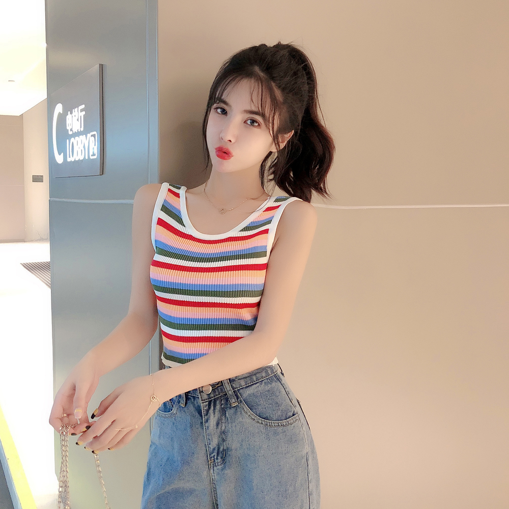 Navel rainbow tops inside the ride vest for women