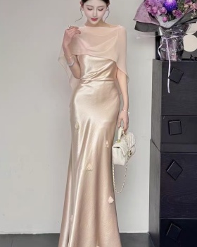Satin ladies long dress spring and summer sling shawl