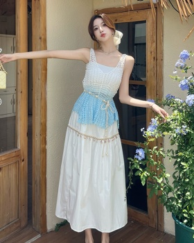 Vacation hollow unique vest summer white skirt 3pcs set