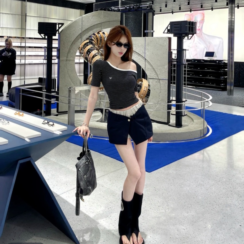 Summer spicegirl culottes all-match tops 2pcs set