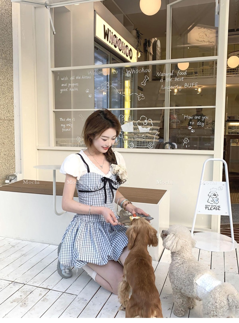 Pseudo-two V-neck dress summer bow T-back