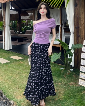 Temperament short sleeve tops floral tender T-shirt a set