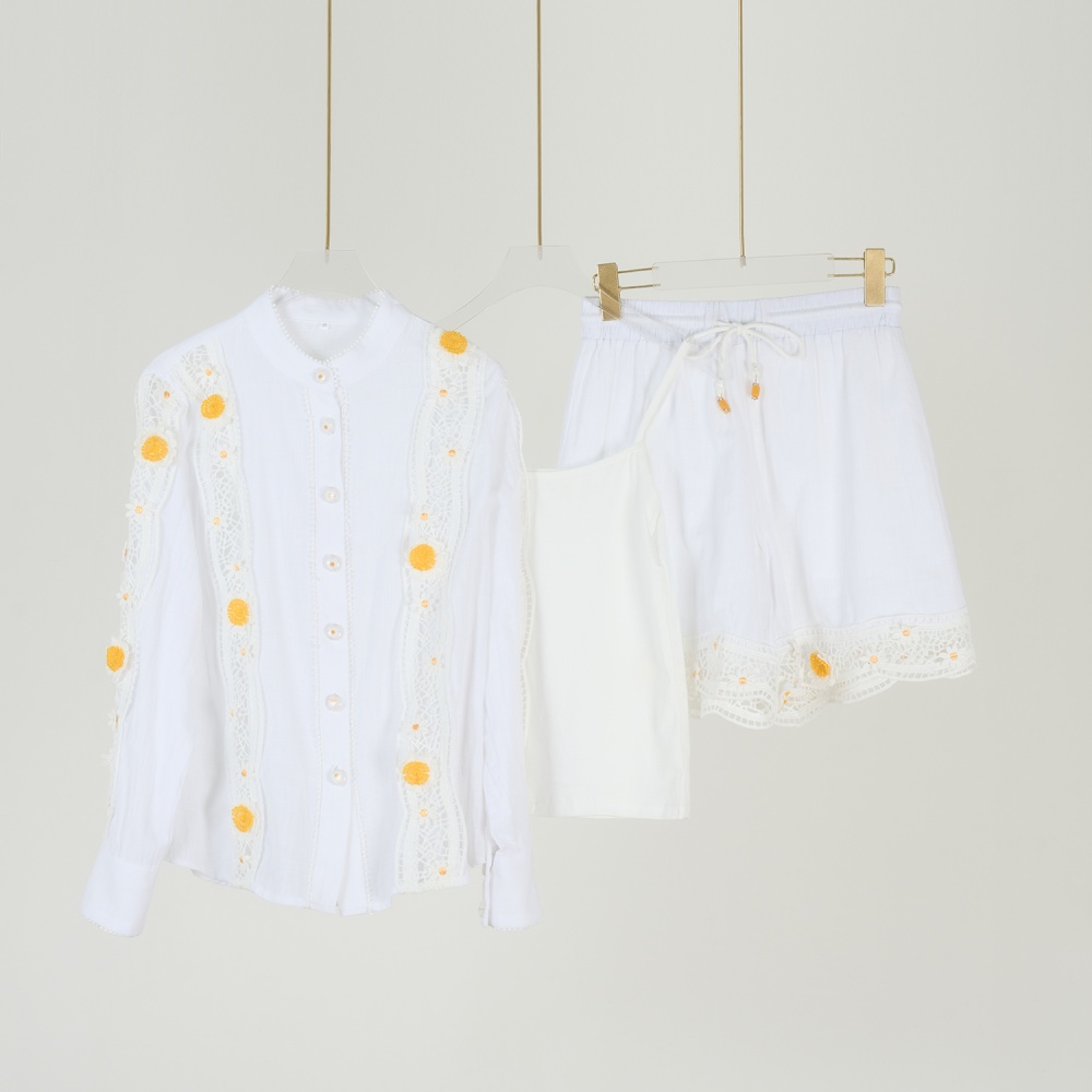 Collocation high waist shirt spring and summer shorts
