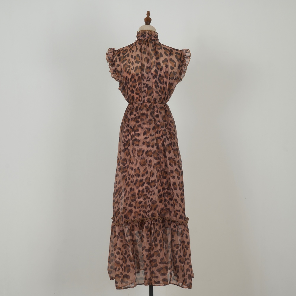Long boats sleeve pinched waist retro light luxury dress