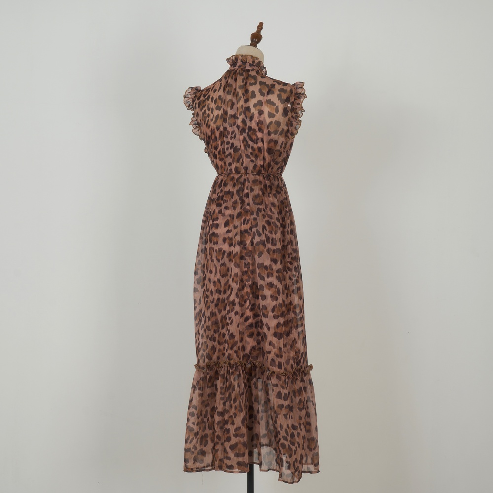 Long boats sleeve pinched waist retro light luxury dress