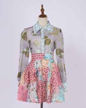 Printing slim formal dress vacation dress
