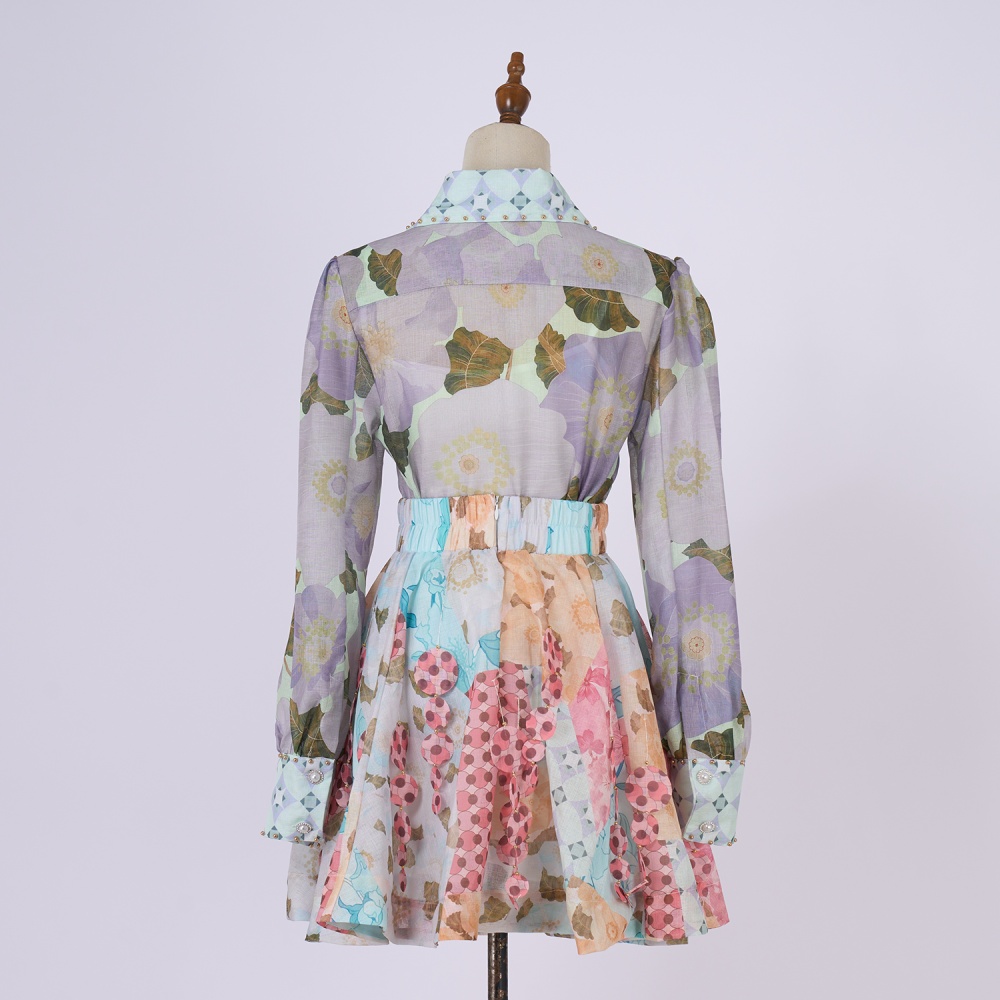 Printing slim formal dress vacation dress