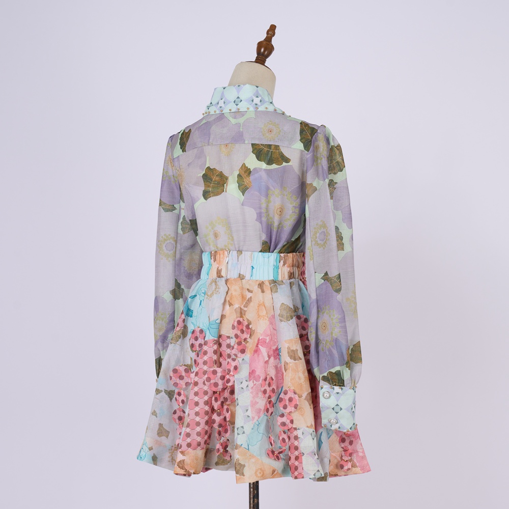 Printing slim formal dress vacation dress