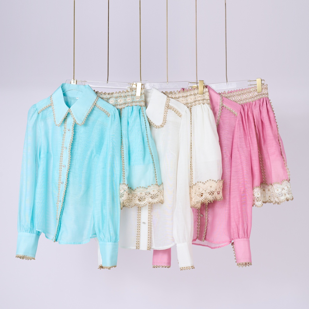 Lace unique shirt high waist watkins short skirt a set