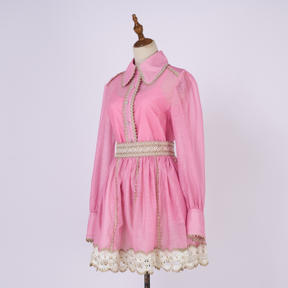 Lace unique shirt high waist watkins short skirt a set