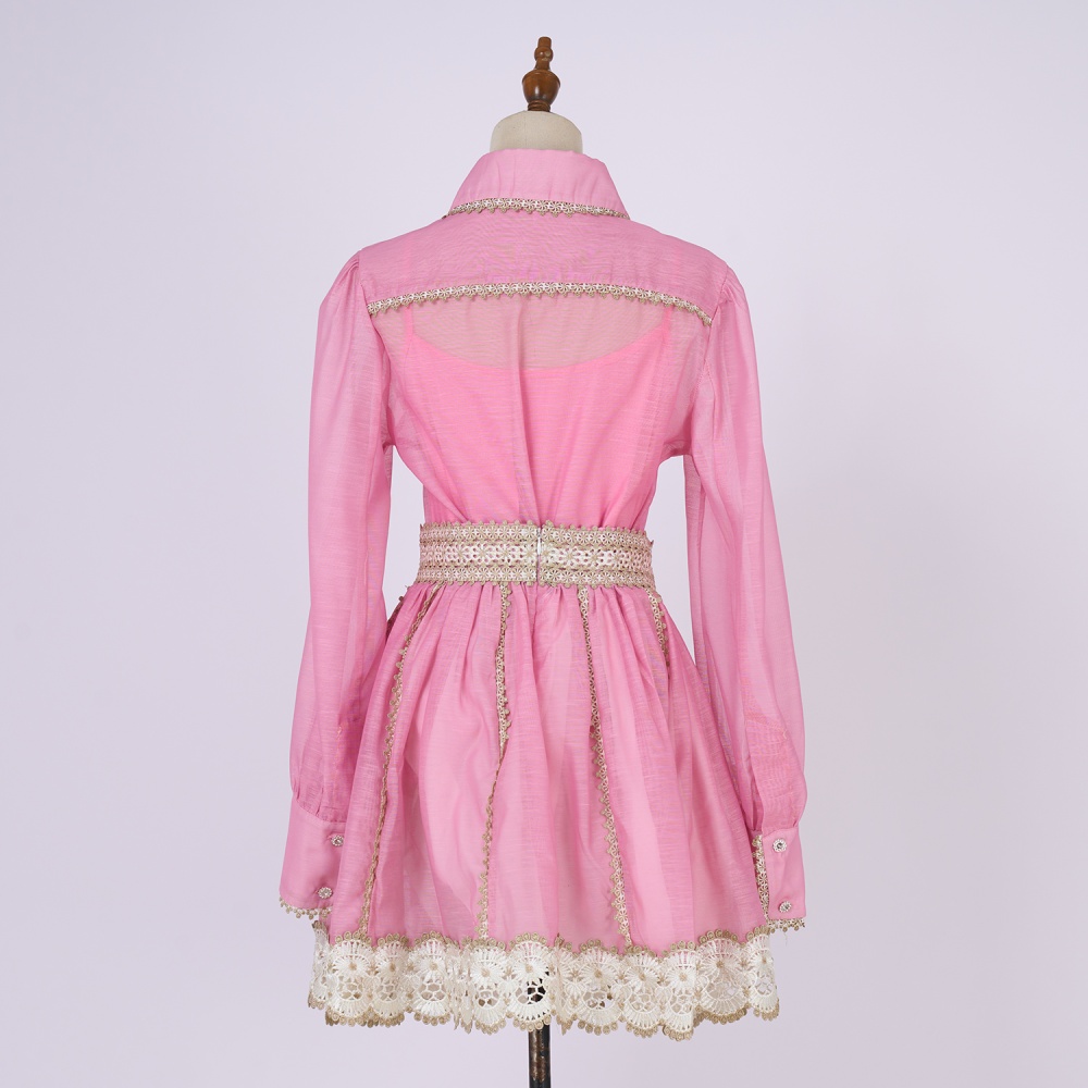 Lace unique shirt high waist watkins short skirt a set