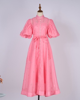 Sling court style jumpsuit rhinestone long dress 2pcs set
