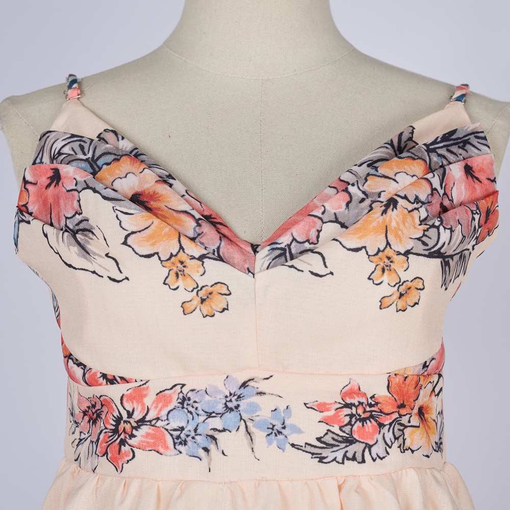 High waist printing spring and summer dress
