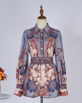 Printing national style long sleeve shirt a set