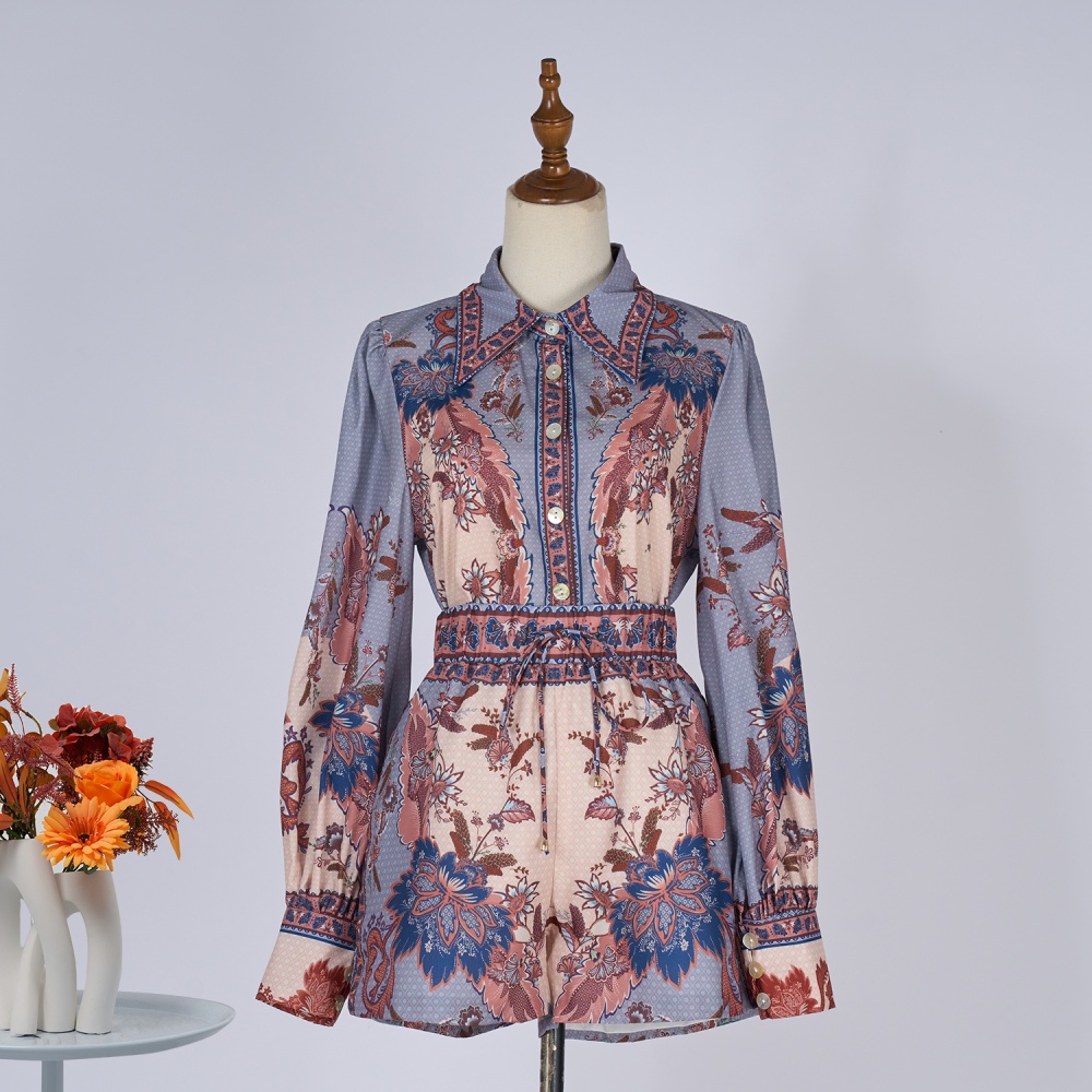 Printing national style long sleeve shirt a set